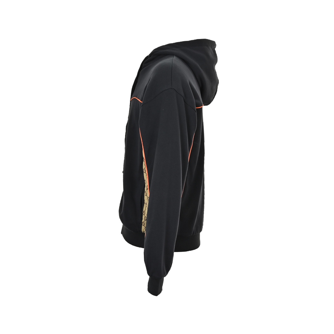 Gucci 24Fw monogram patchwork zip-up hooded jacket