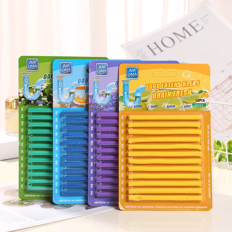 12/set Pipe Cleaning Sticks Oil Decontamination Kitchen Toilet Bathtub Drain Cleaneer