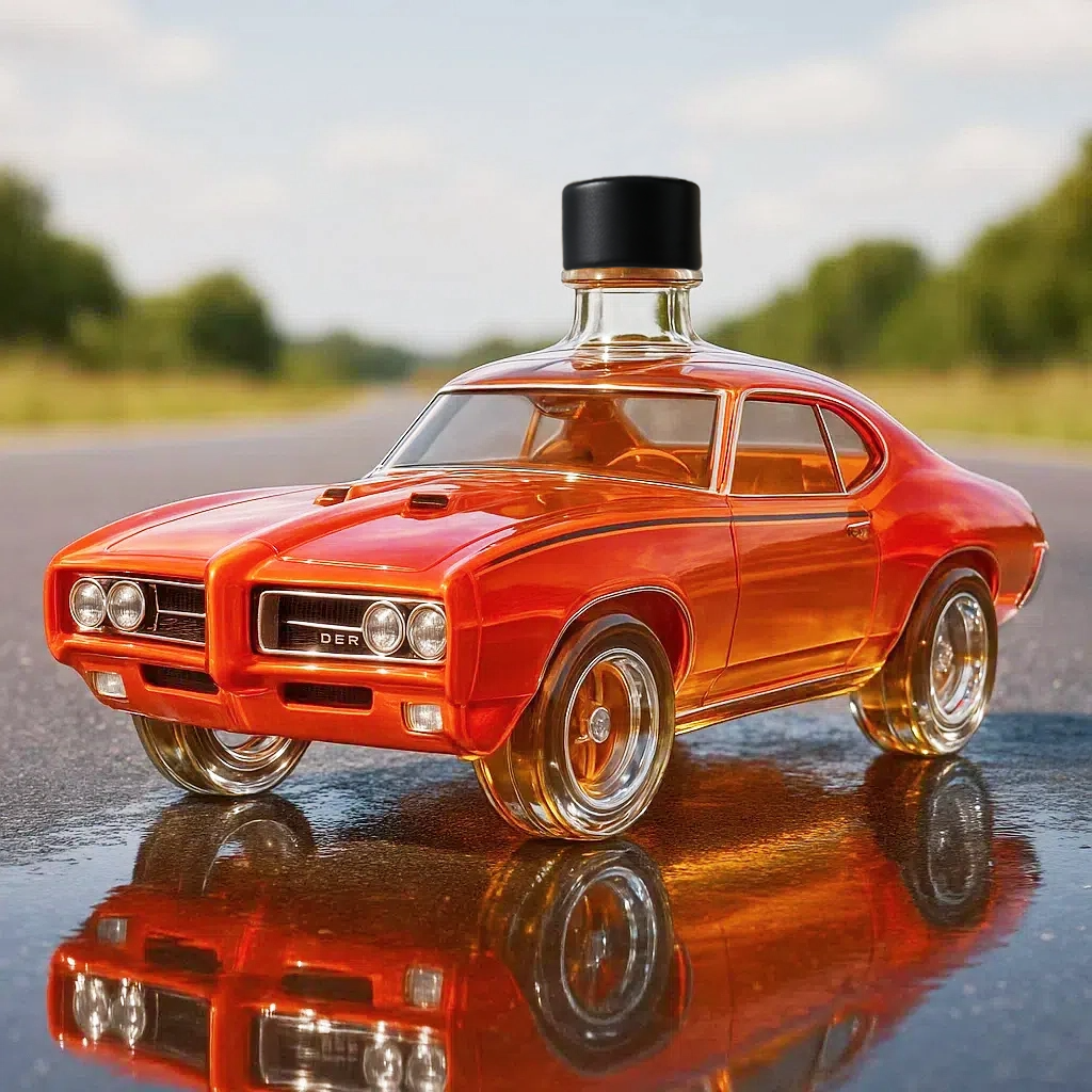 🏁 Full-Throttle Flavor — The Muscle Car Whiskey Bottle That Rules the Road