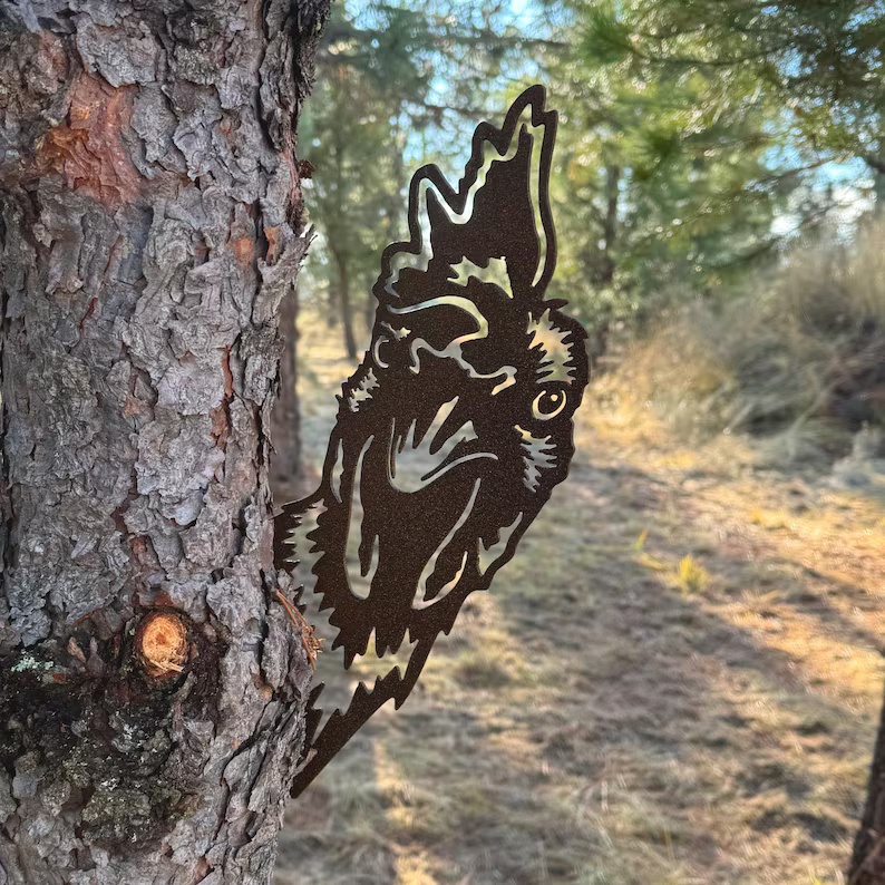 Peek-a-Boo Flipping Off Bigfoot Metal Sign