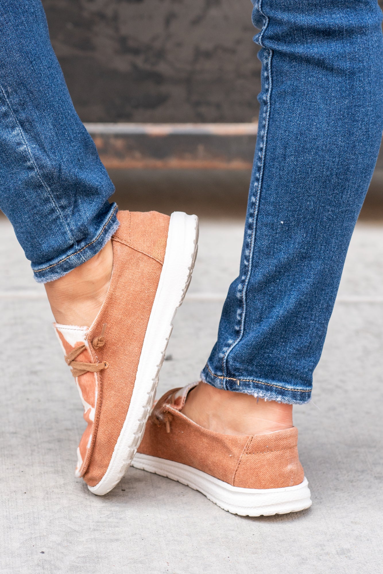 Mooma Cow Print Boat Shoe Sneakers - Tan