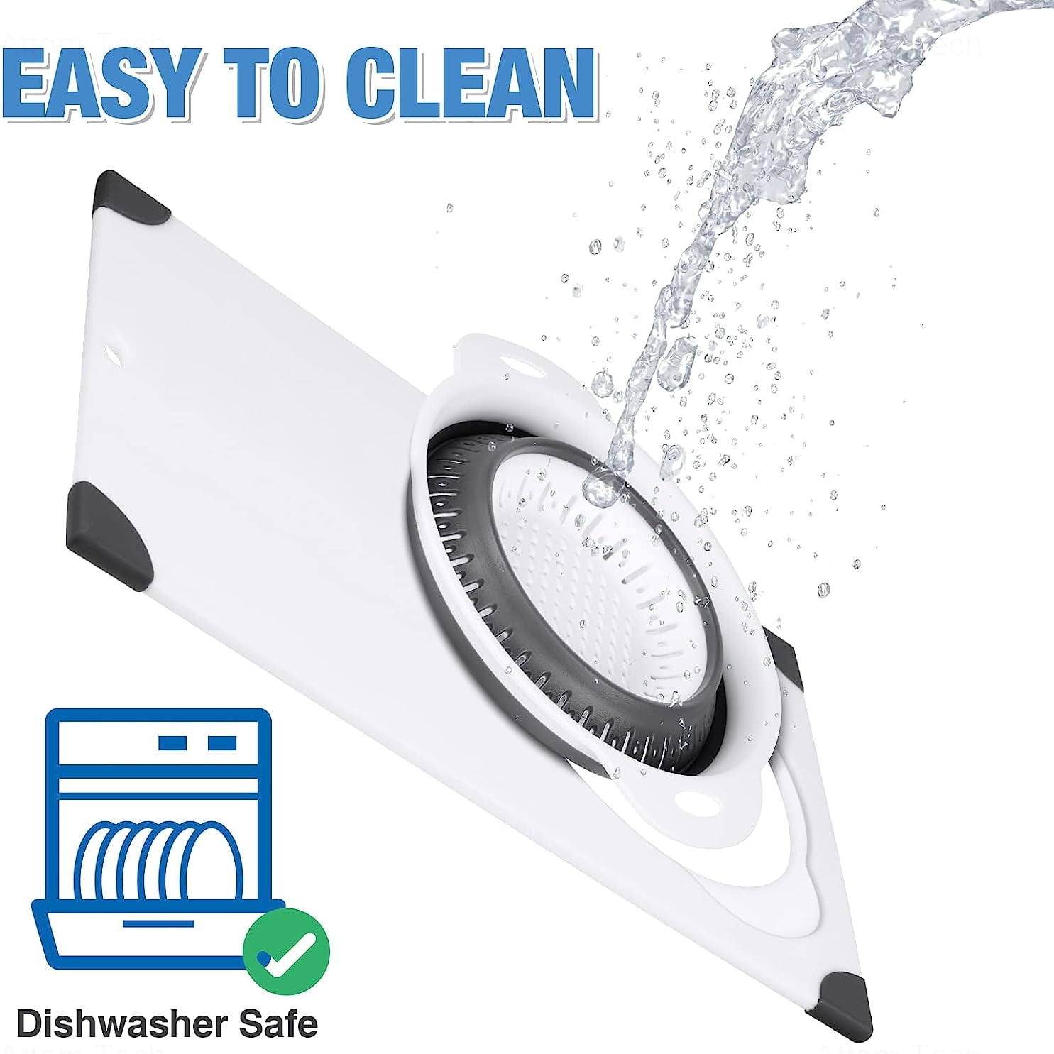🔥Last Day 50% OFF🔥Over-the-Sink Flax Cutting Board with Collapsible Colander
