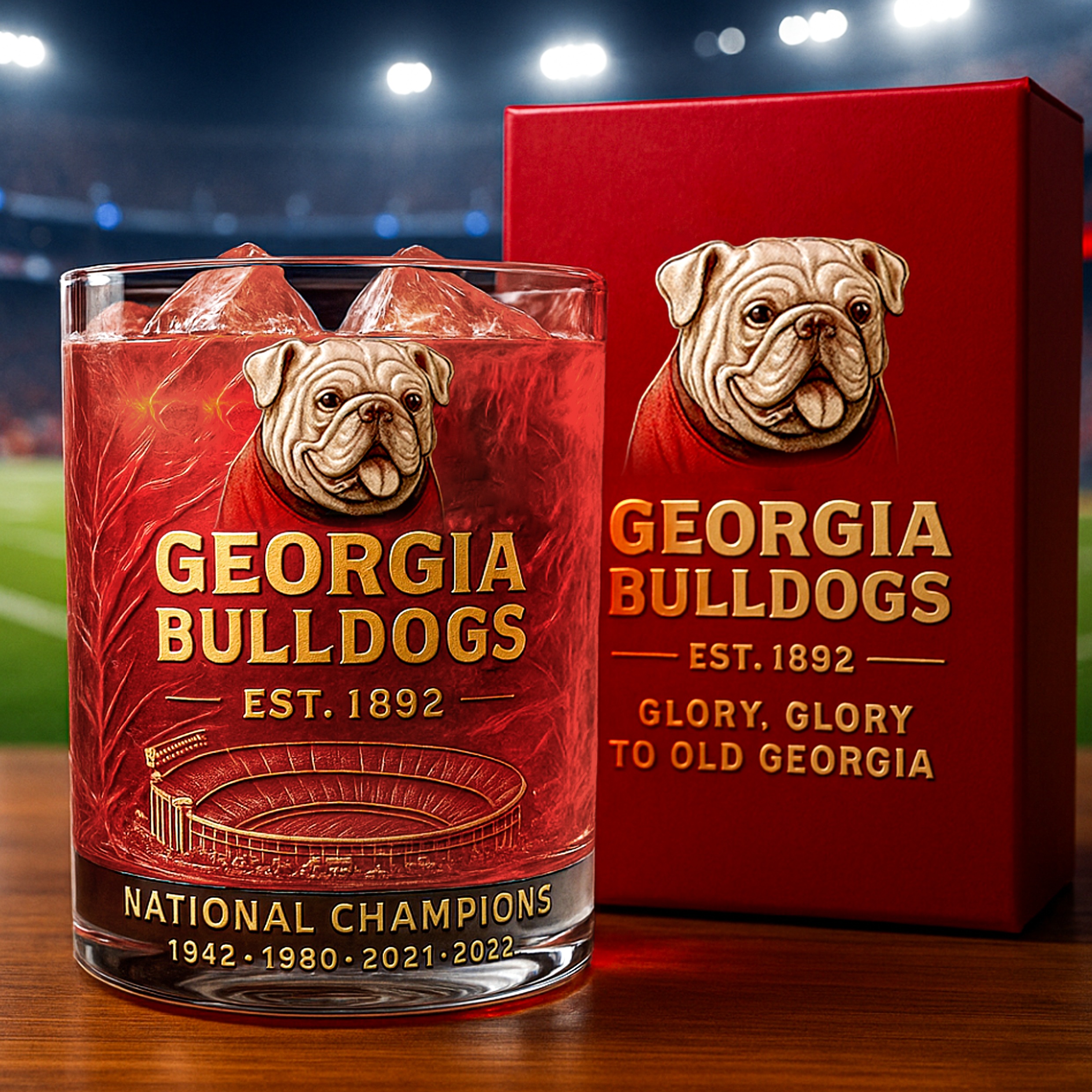 Georgia Bulldogs National Champions Whiskey Glass