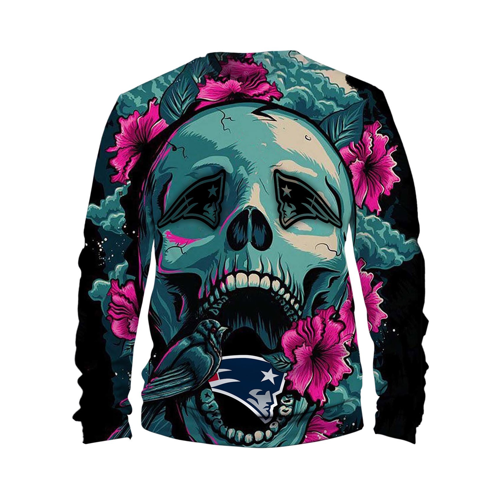 PATRIOTS 3D HOODIE SKULL FLOWER
