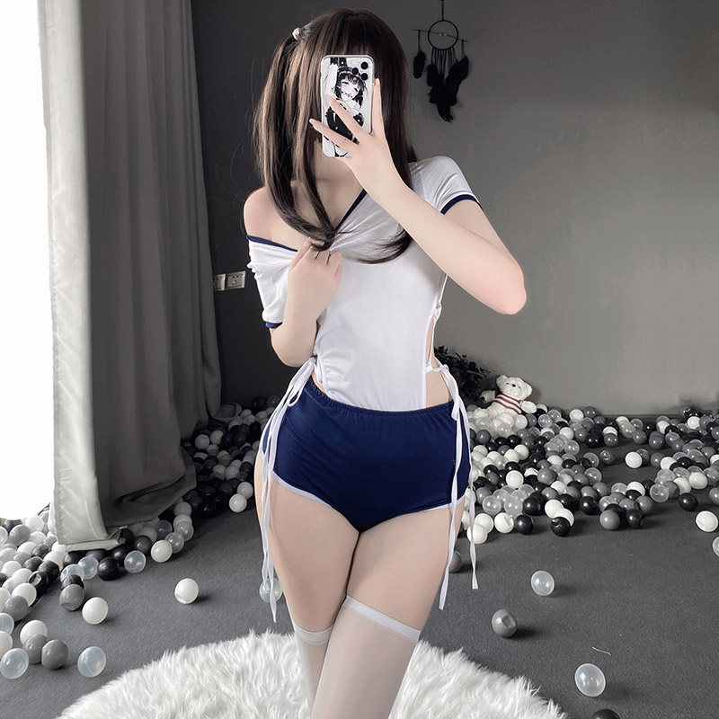 School Style Hollow Out Lingerie Stockings Set