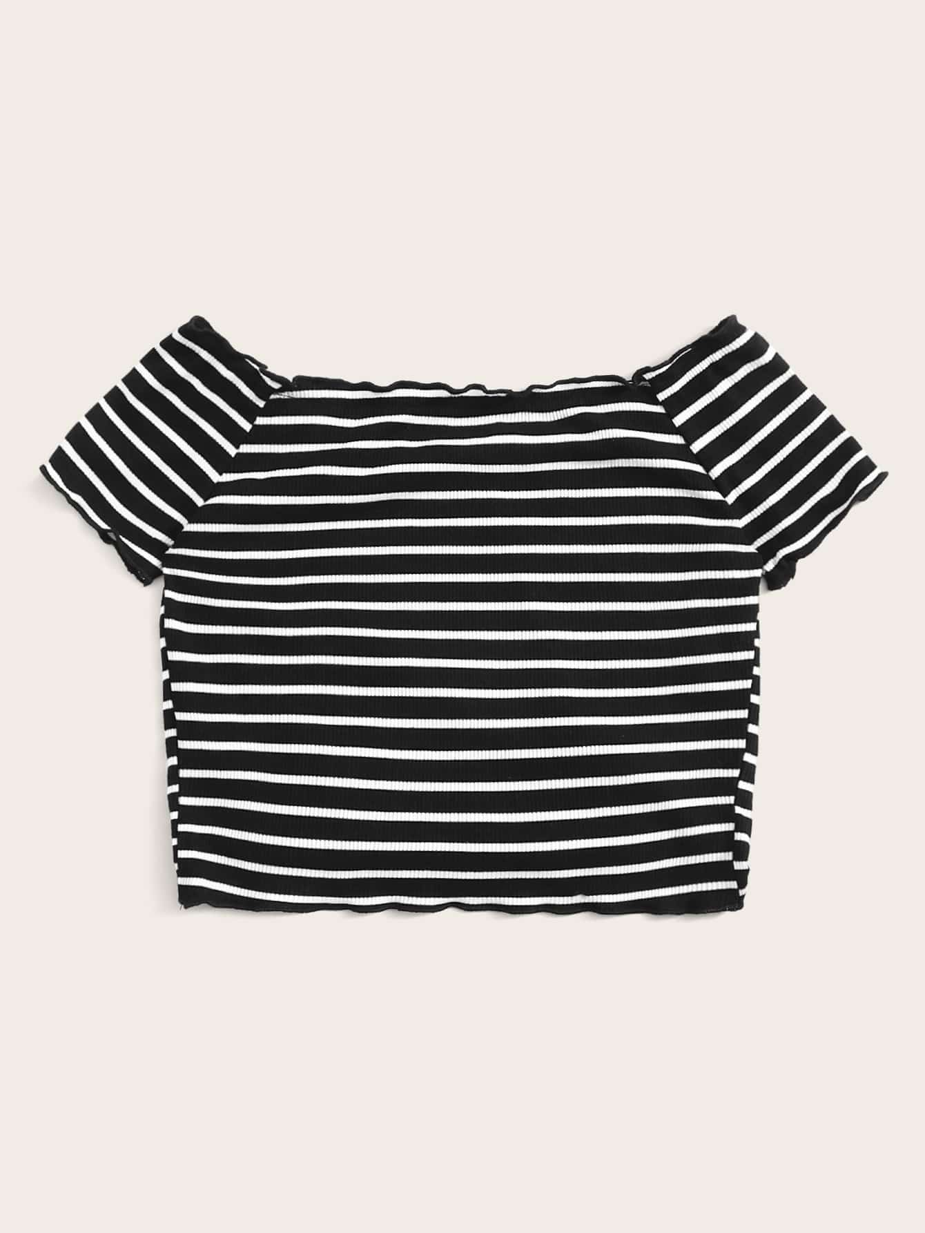 Lettuce ribbed knit striped crop top