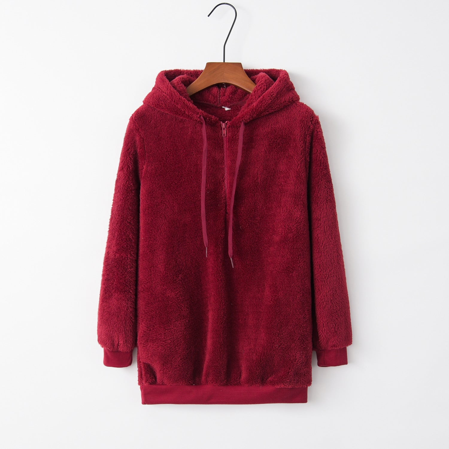 Solid Color Women's Long-Sleeved Hooded Sweater Coat