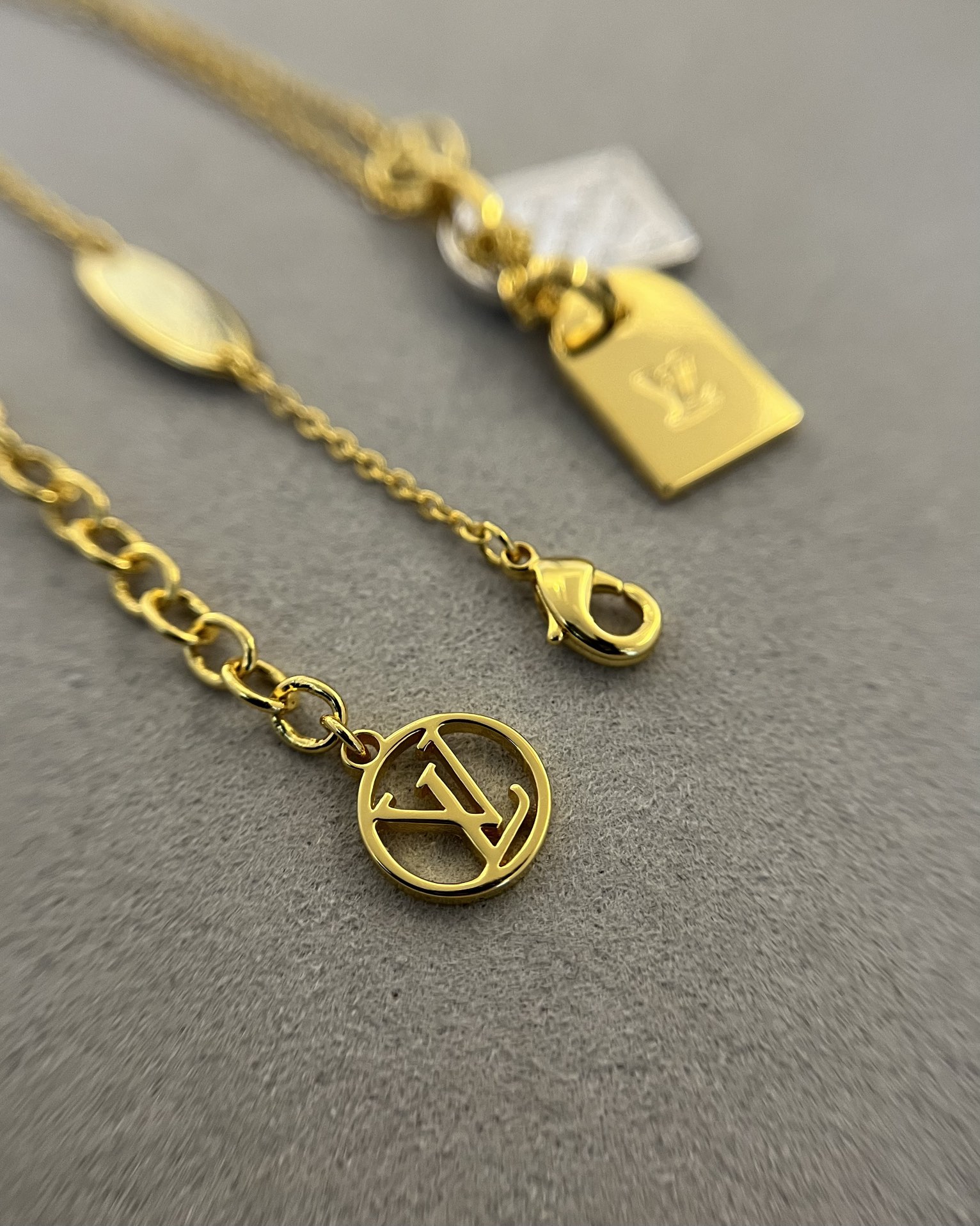 Louis Vuitton Nanogram Two-tone Logo Tag Necklace