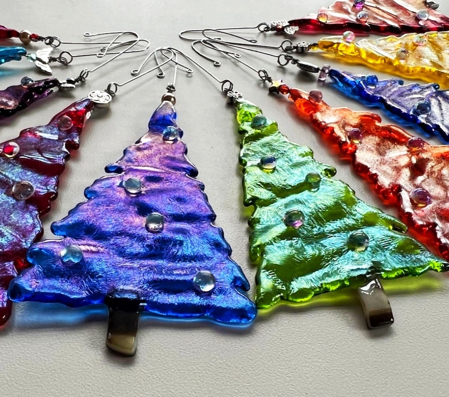 Fused Glass Christmas Tree Ornaments