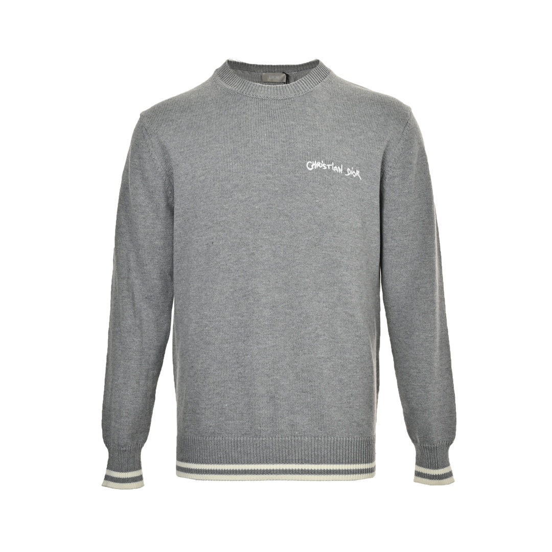 Dior 24Fw signature letter embroidered crew neck sweater