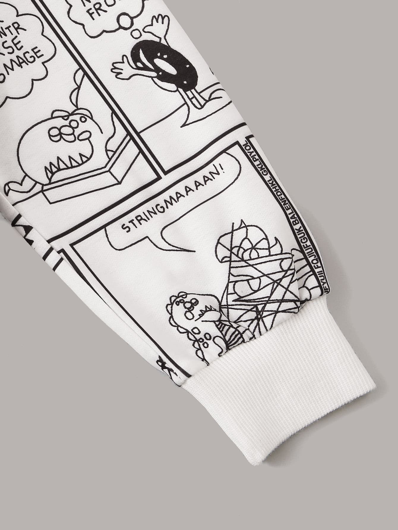 Comic Print Drop Shoulder Sweatshirt