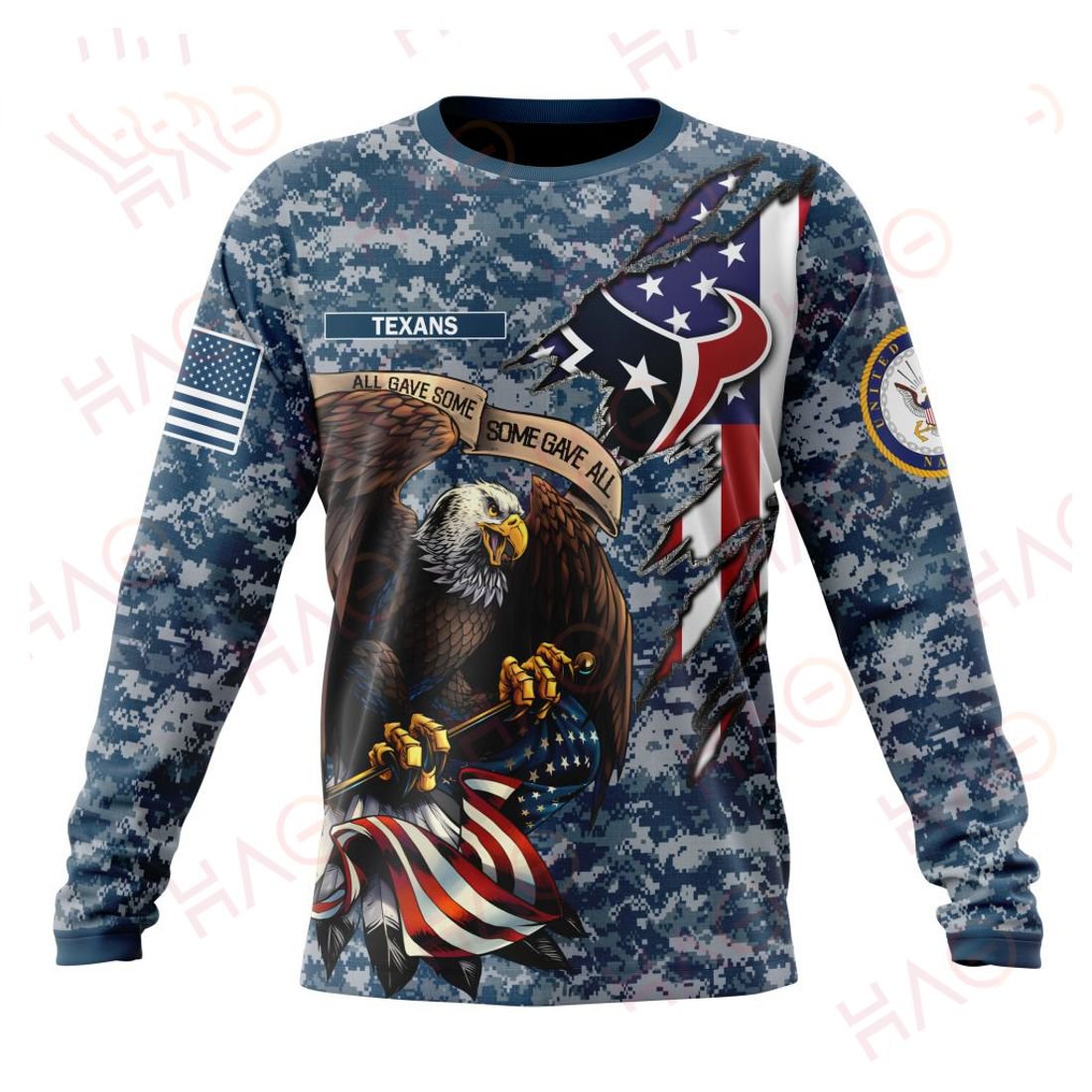 HOUSTON TEXANS 3D HOODIE US NAVY VETERANS