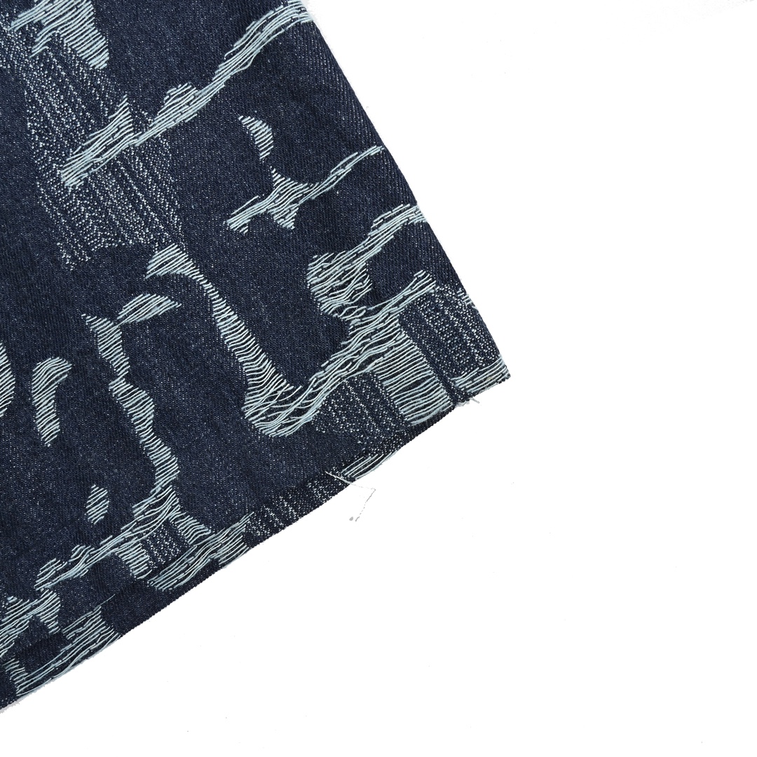 Fendi 24ss checkered FF linen fringe denim shorts