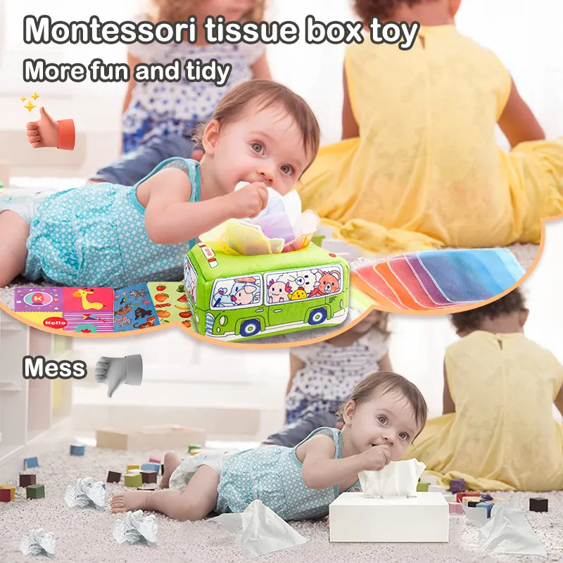 Montessori Sensory Tissue Box Baby Sensory Pull Toy-BUY 2 FREE SHIPPING