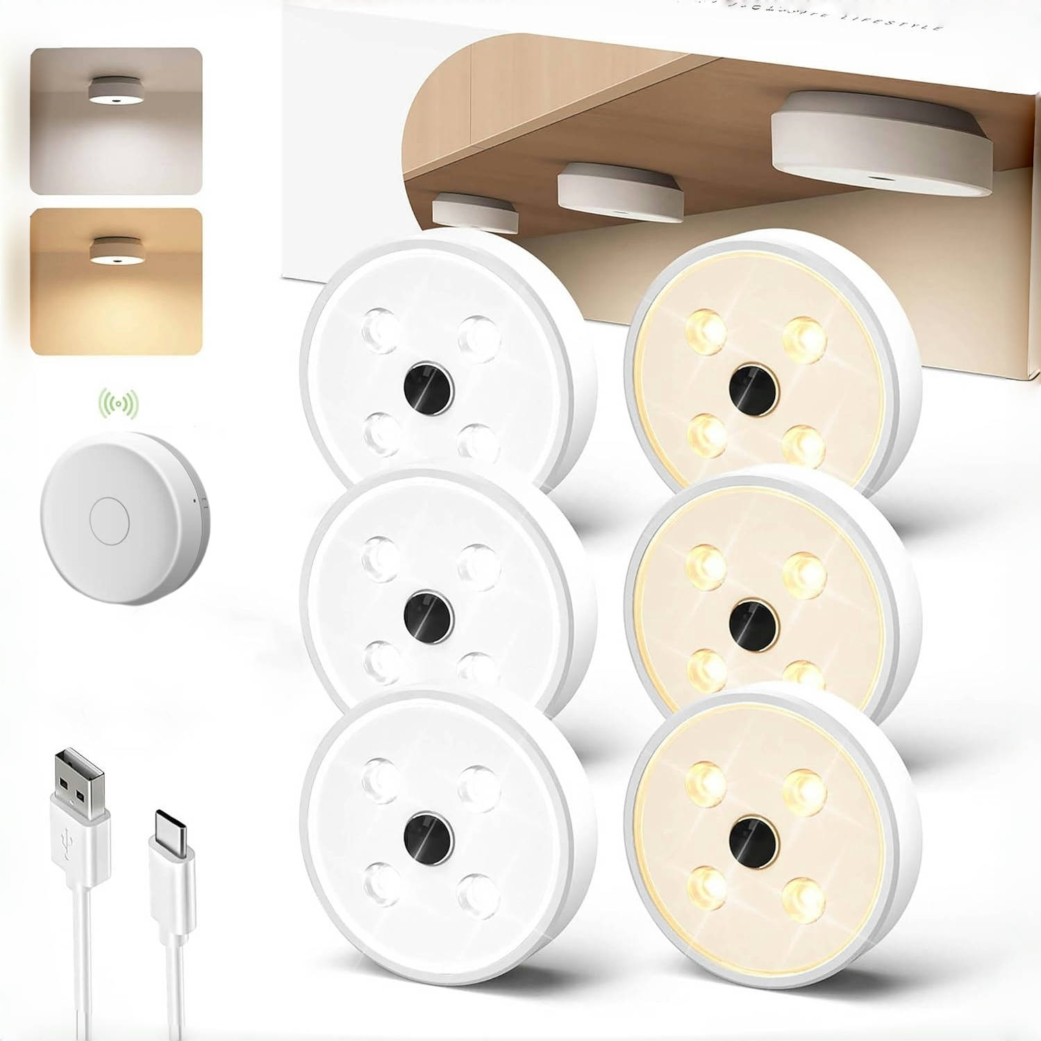 🔥On Sale🔥Rechargeable LED Closet Lights With 2 Color Temps And Remote/Group Control - 3 Pack