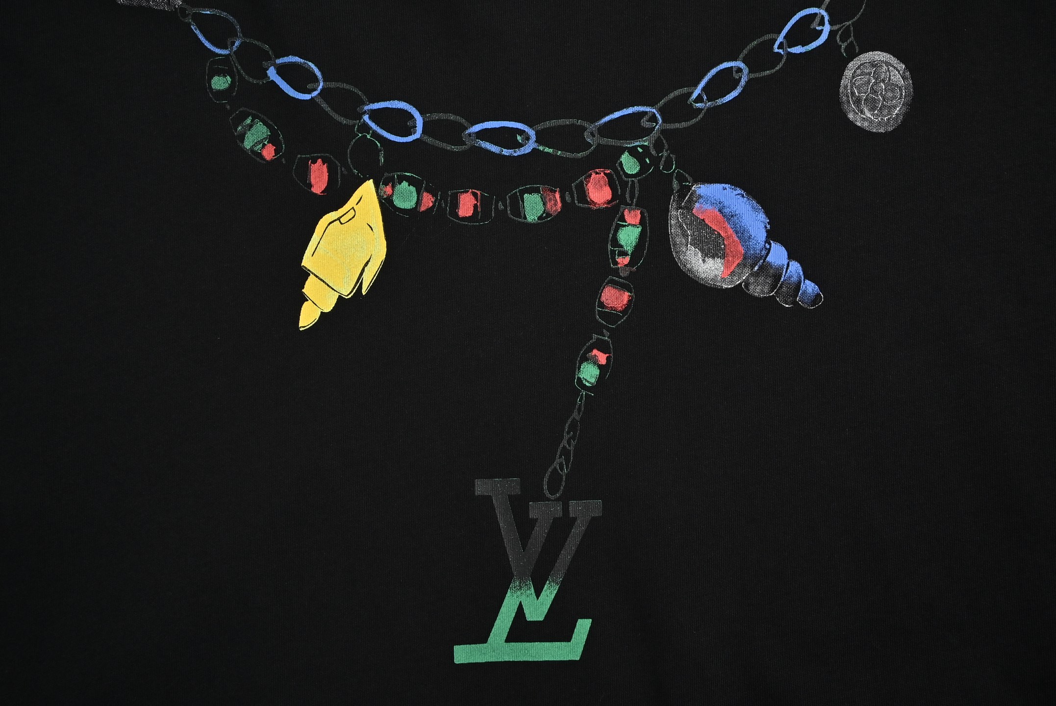 Louis Vuitton 25ss creative necklace letter logo print short sleeve