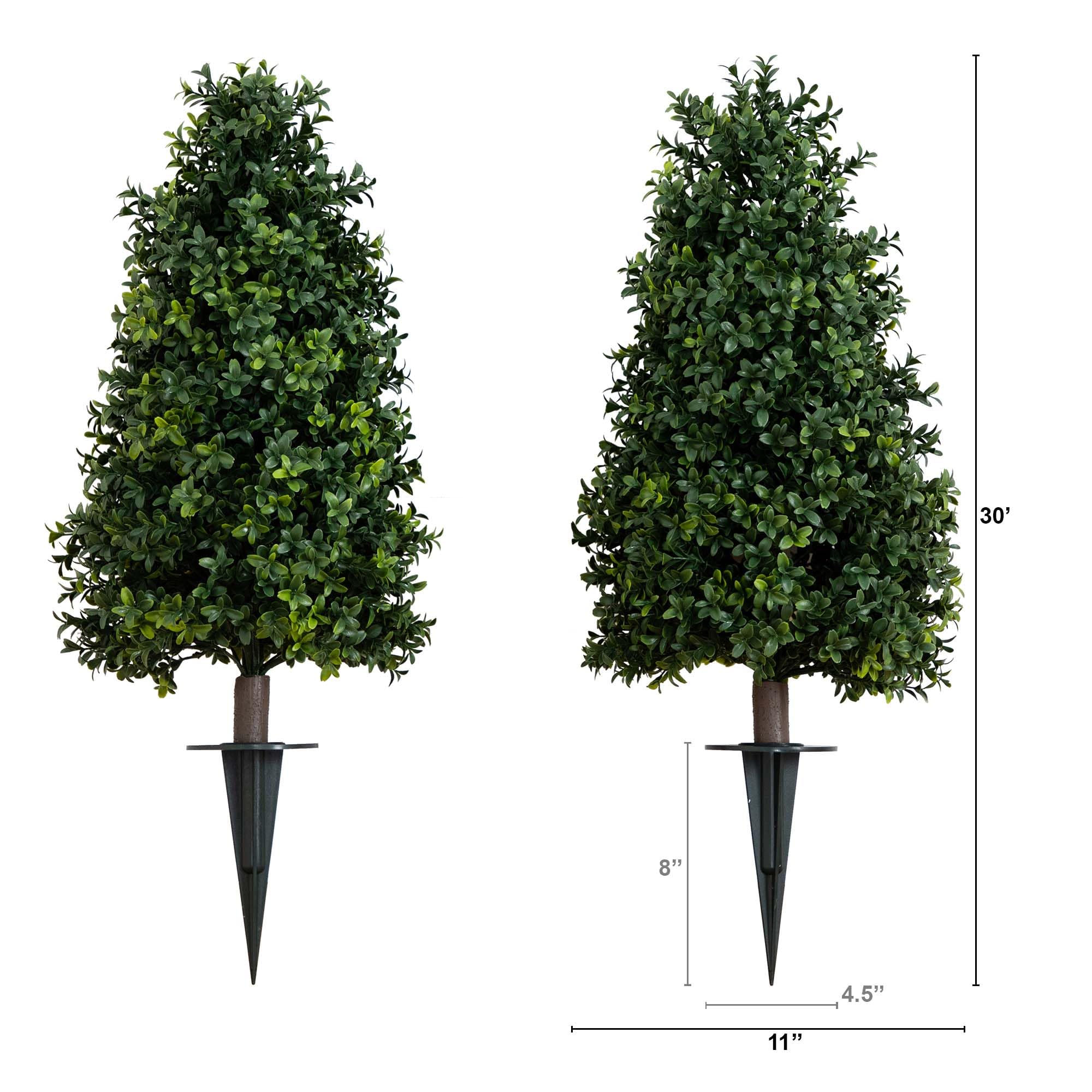 2.5 ft. UV Resistant Artificial Boxwood Plant with Integrated Ground Stake (Indoor/Outdoor)