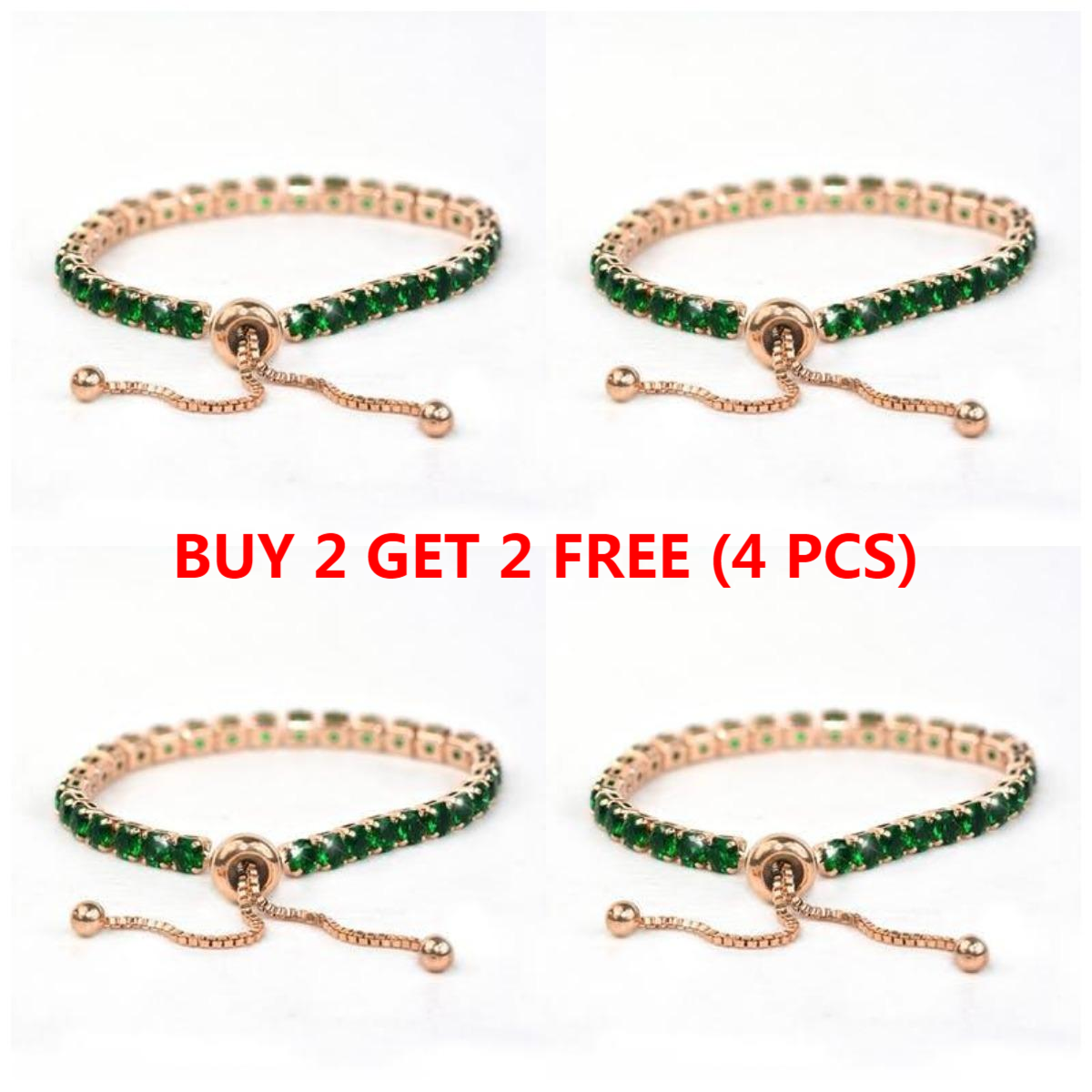 (Last Day Flash Sale-50% OFF) Adjustable Rose Gold Emerald Green Bracelet-Buy 1 Get 1 Free NOW!