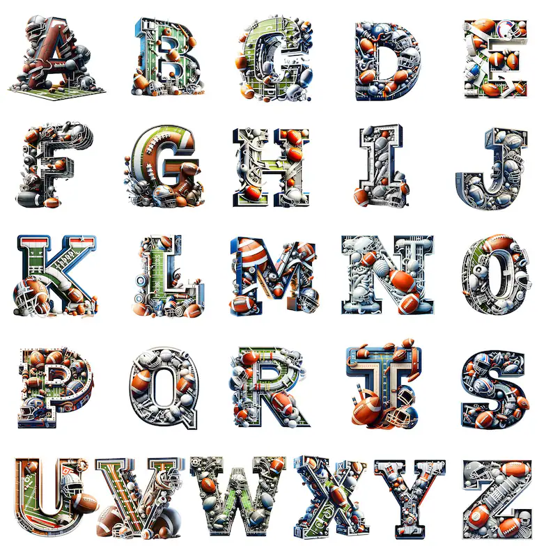 Personalized Alphabet Letter Football Ornament