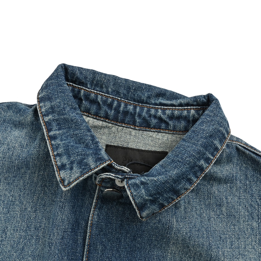 Prada 24Fw pocket triangle logo denim shirt jacket
