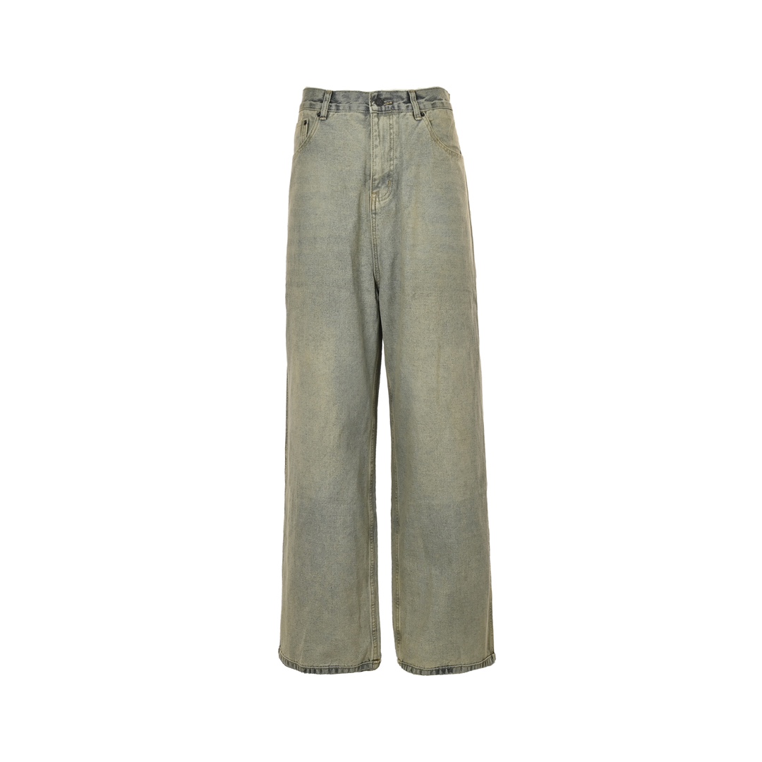 Balenciaga washed loose wide-leg distressed jeans