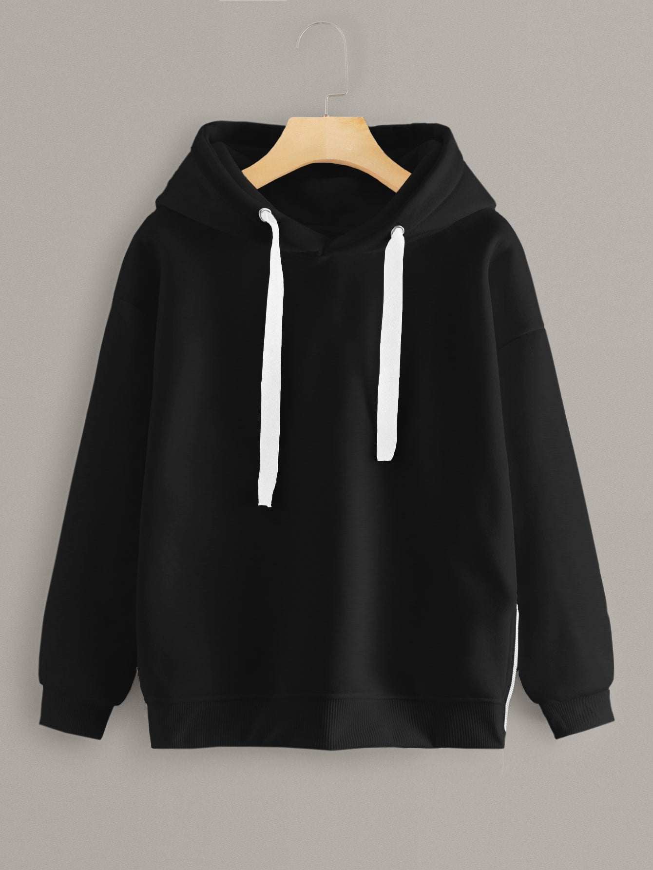 Drop Shoulder Drawstring Hooded Sweatshirt