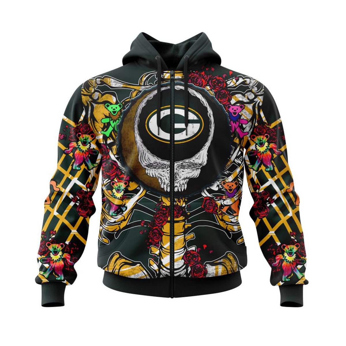 GREEN BAY PACKERS 3D HOODIE MIX GRATEFUL DEAD