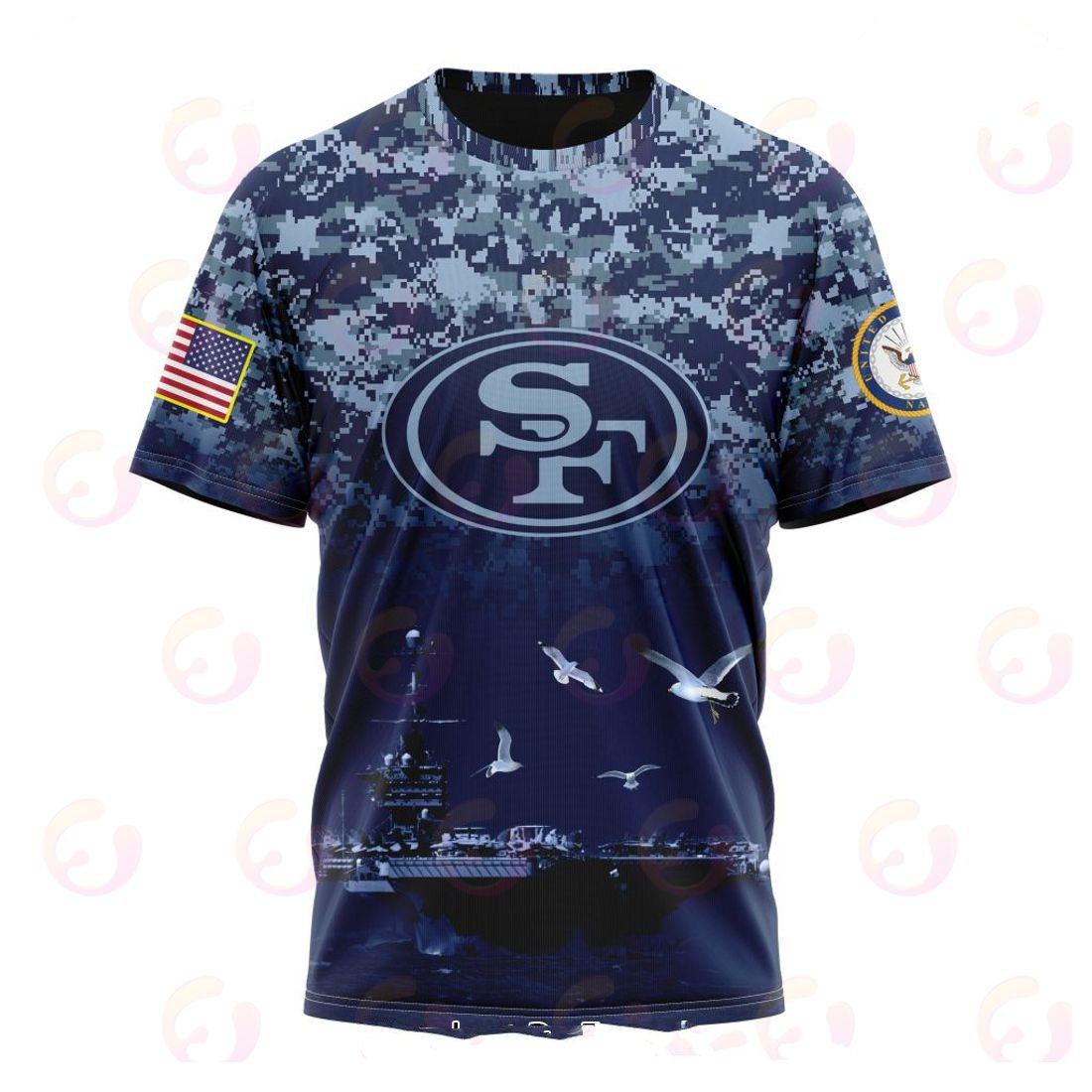 SAN FRANCISCO 49ERS 3D HOODIE HONOR US NAVY VETERANS