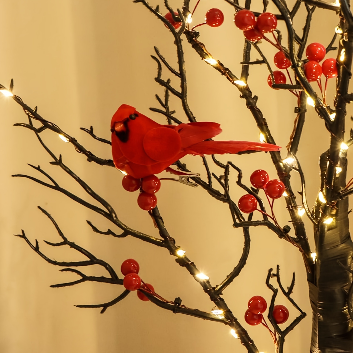 ✨Flash Sale✨Vintage Glowing Tree with Cardinals, Berries