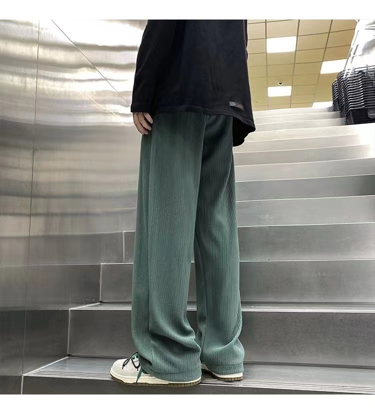 Loose-fitting ice silk pants Vertical sense large size Wide legs straight barrel