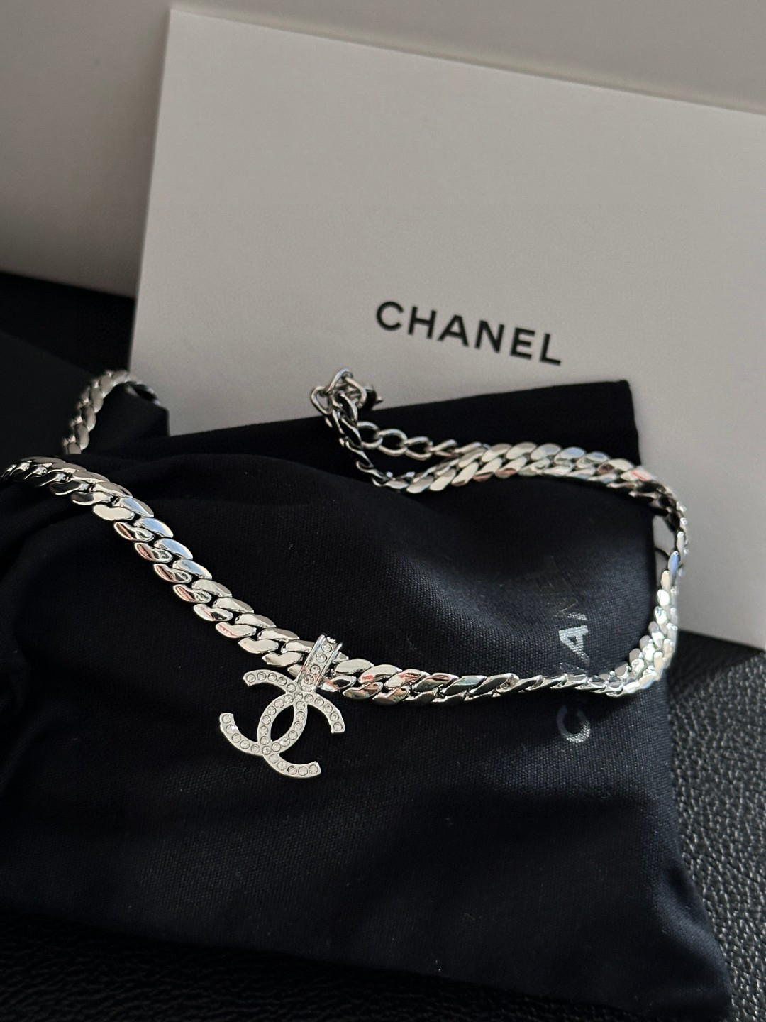 Chanel Diamond CC Flat Chain Necklace