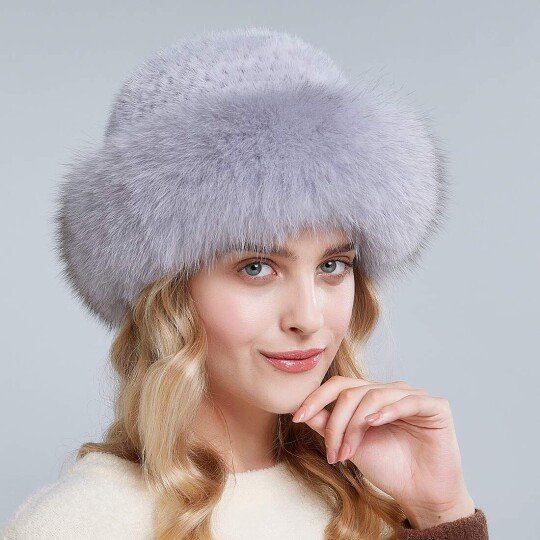 Fashion sweet and cute mink fox fur braided real hair warm thick fisherman hat basin hat