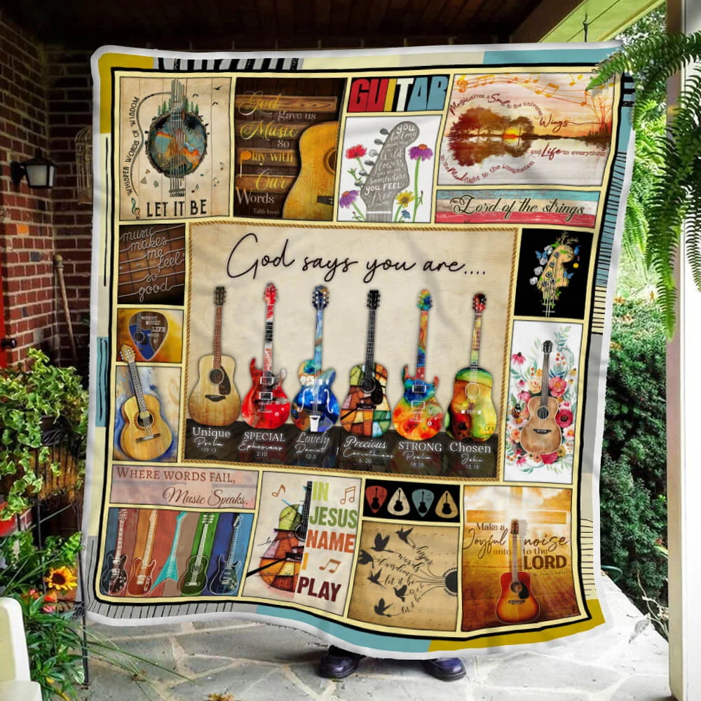 Guitar, God Says You Are Sofa Throw Blanket