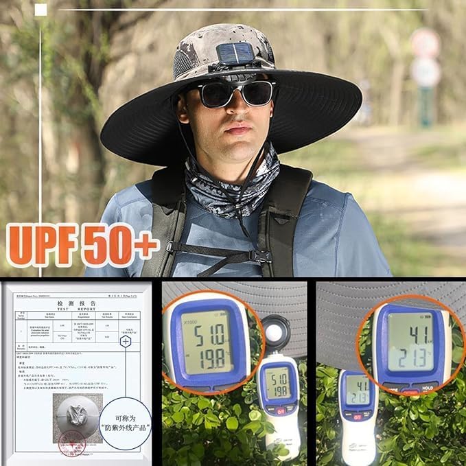 🔥Buy 2 Free Shipping-Outdoor Wide Brim Sun Hat with 2 Solar Fan -Solar & USB Charging