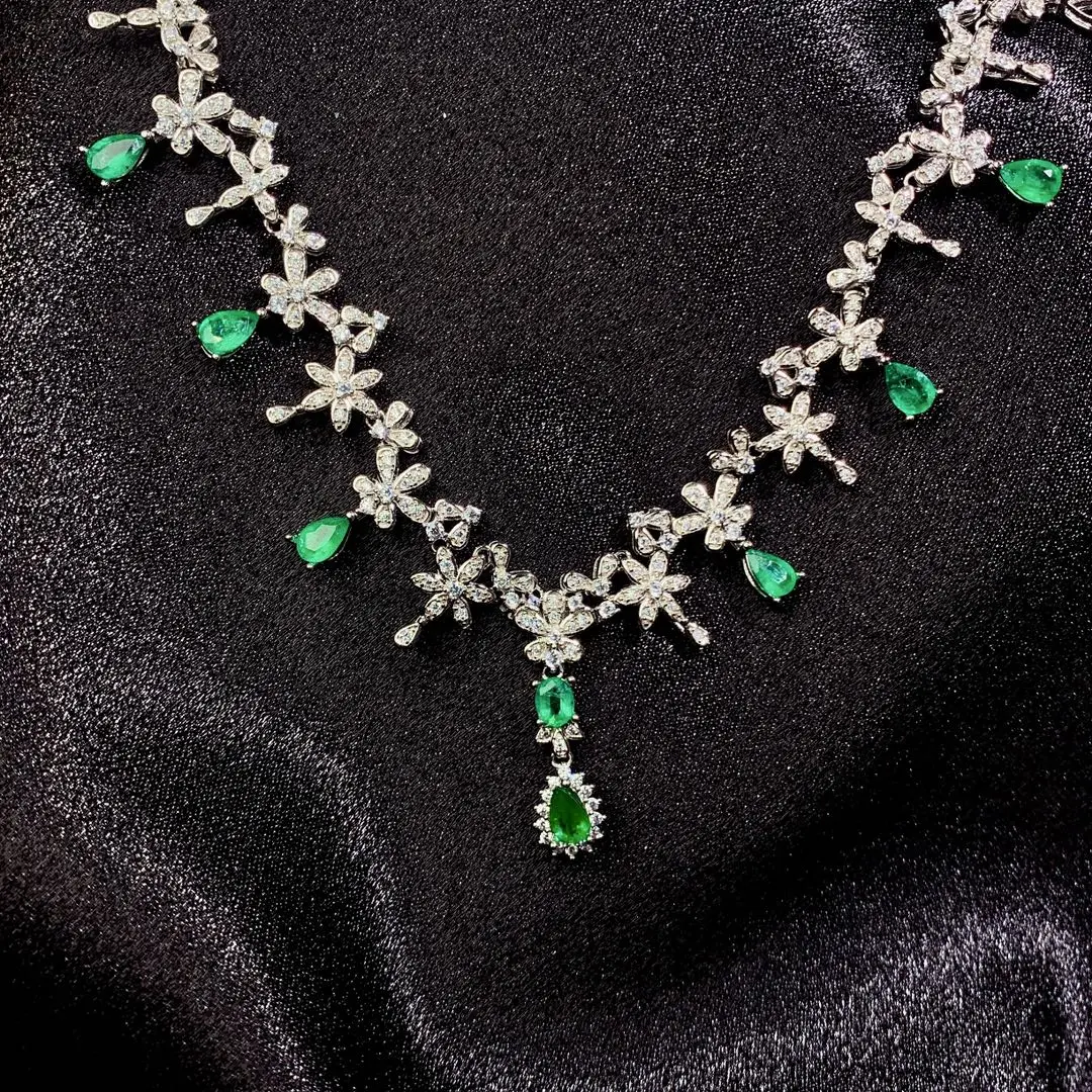 Emerald Tanzanite Silver 925 Jewelry Women's Gem Pendant 925 Sterling Silver Women's Luxury Necklace Free Christmas shipping