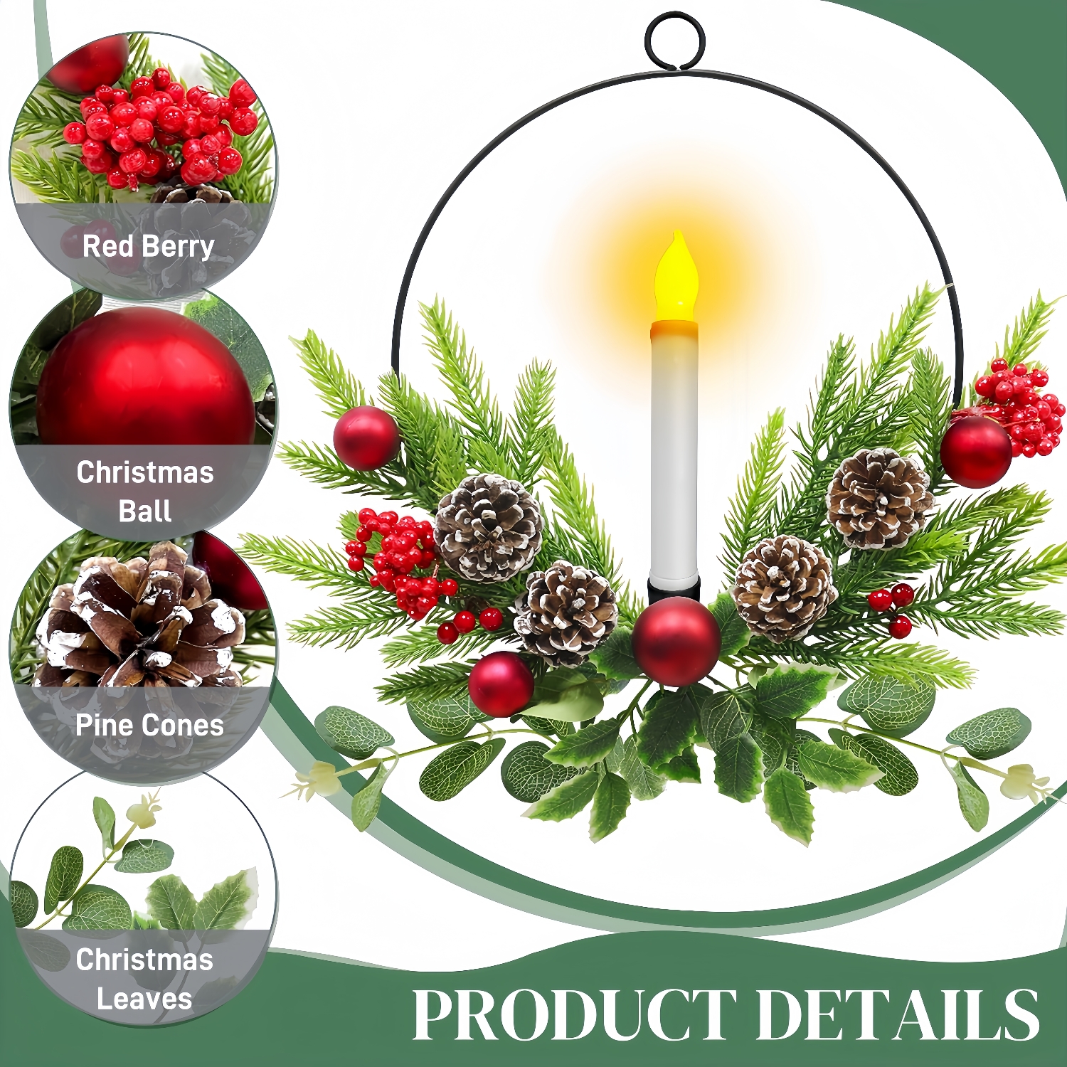 🎅HOT SALE 50% OFF⛄ - 2025 Christmas Front Door & Window Candles Wreaths with Timer Remote