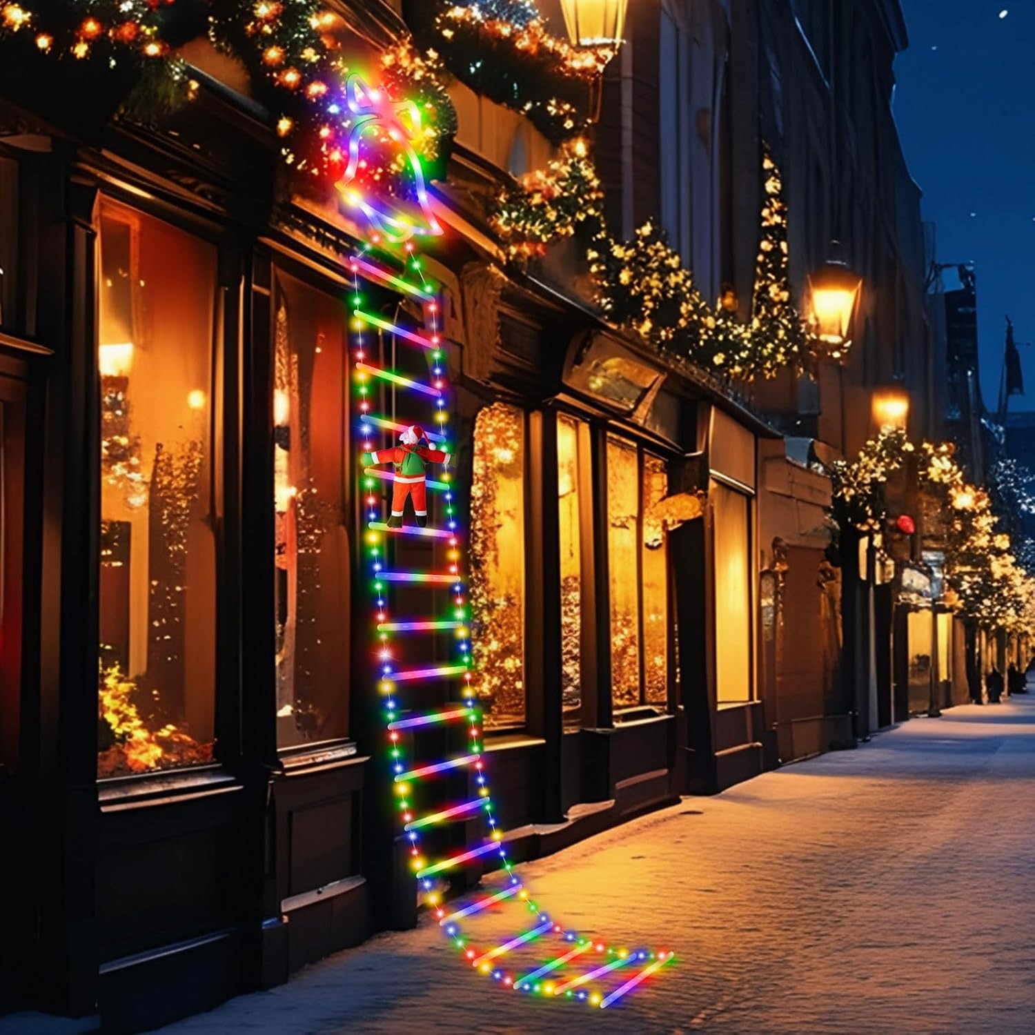 🎄Early Christmas Sale - 50% OFF🔥Christmas Santa Climbing Stairs Light (11 ft & 350 Multi-Color LED Bulbs, 8 Flashing Modes)