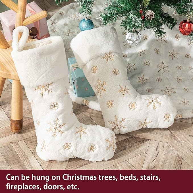 🧦🧦4 Pieces - Deluxe Cream White Faux Fur Christmas Stockings