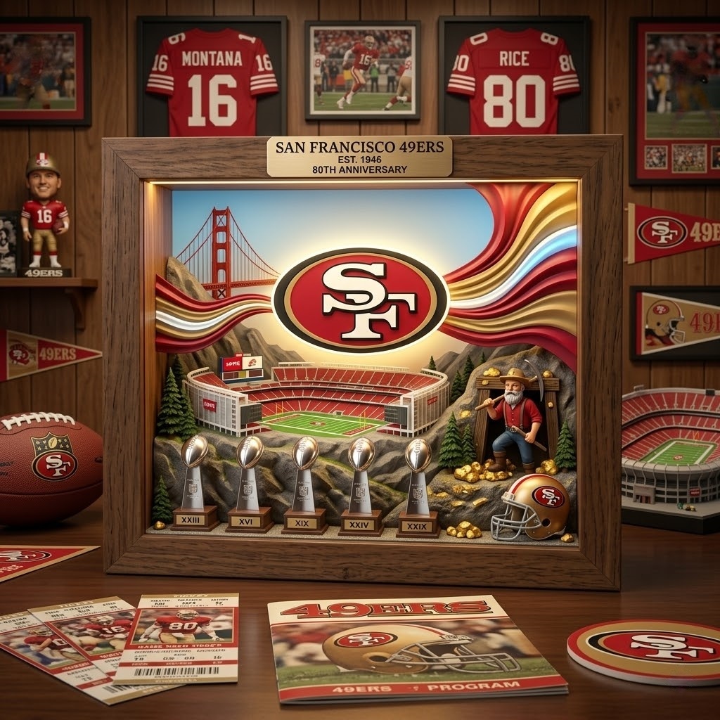 San Francisco 49ers 80th Anniversary Diorama Lightbox Frame