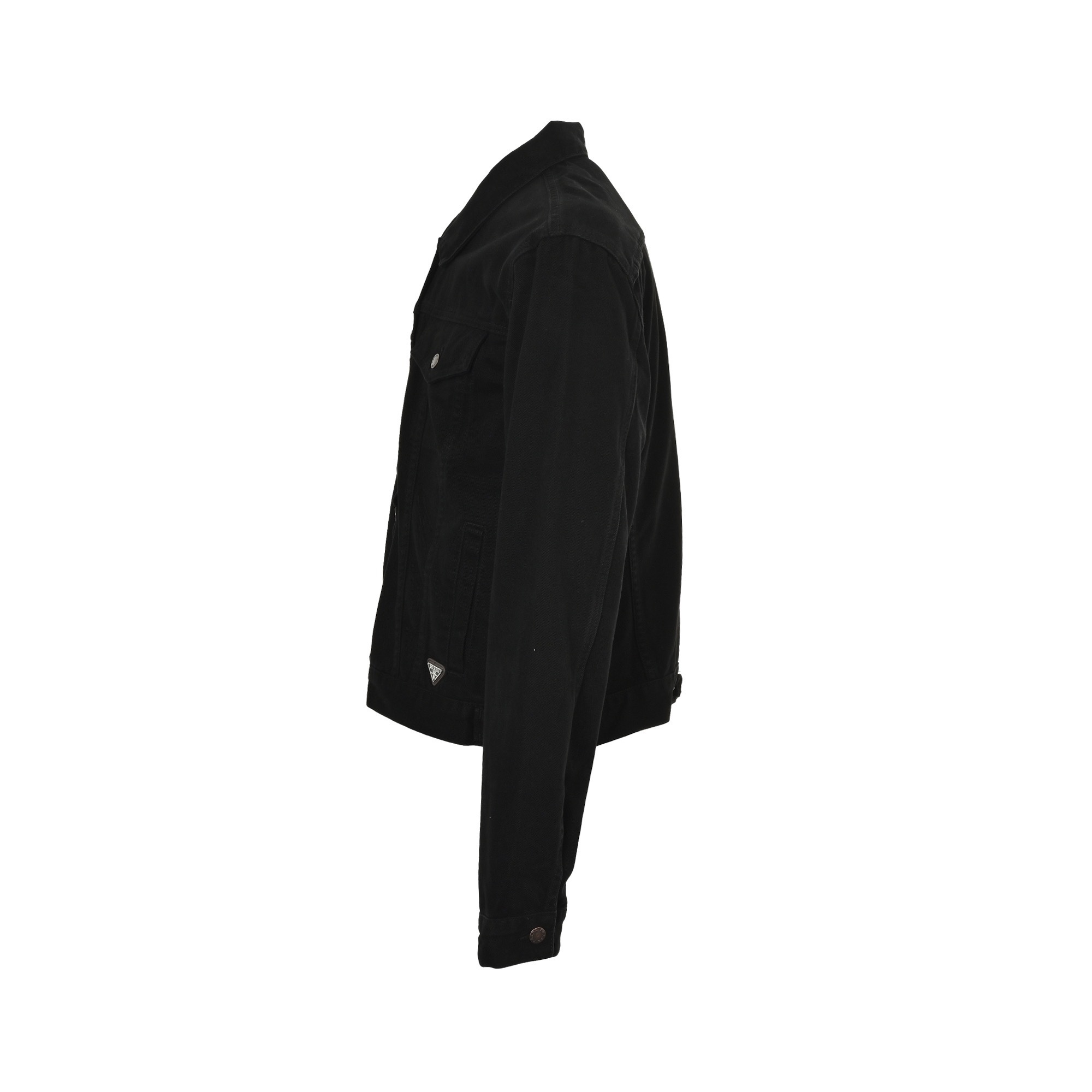 Prada 25ss denim jacket with triangle logo on the hem