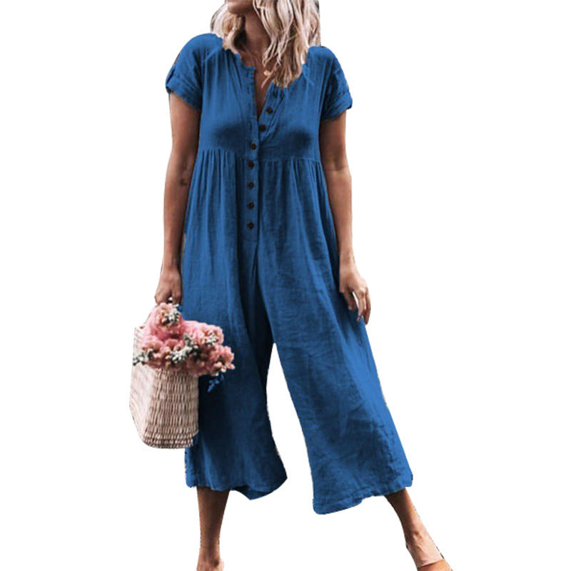 Versatile Women's Casual Color-Blocked Jumpsuit