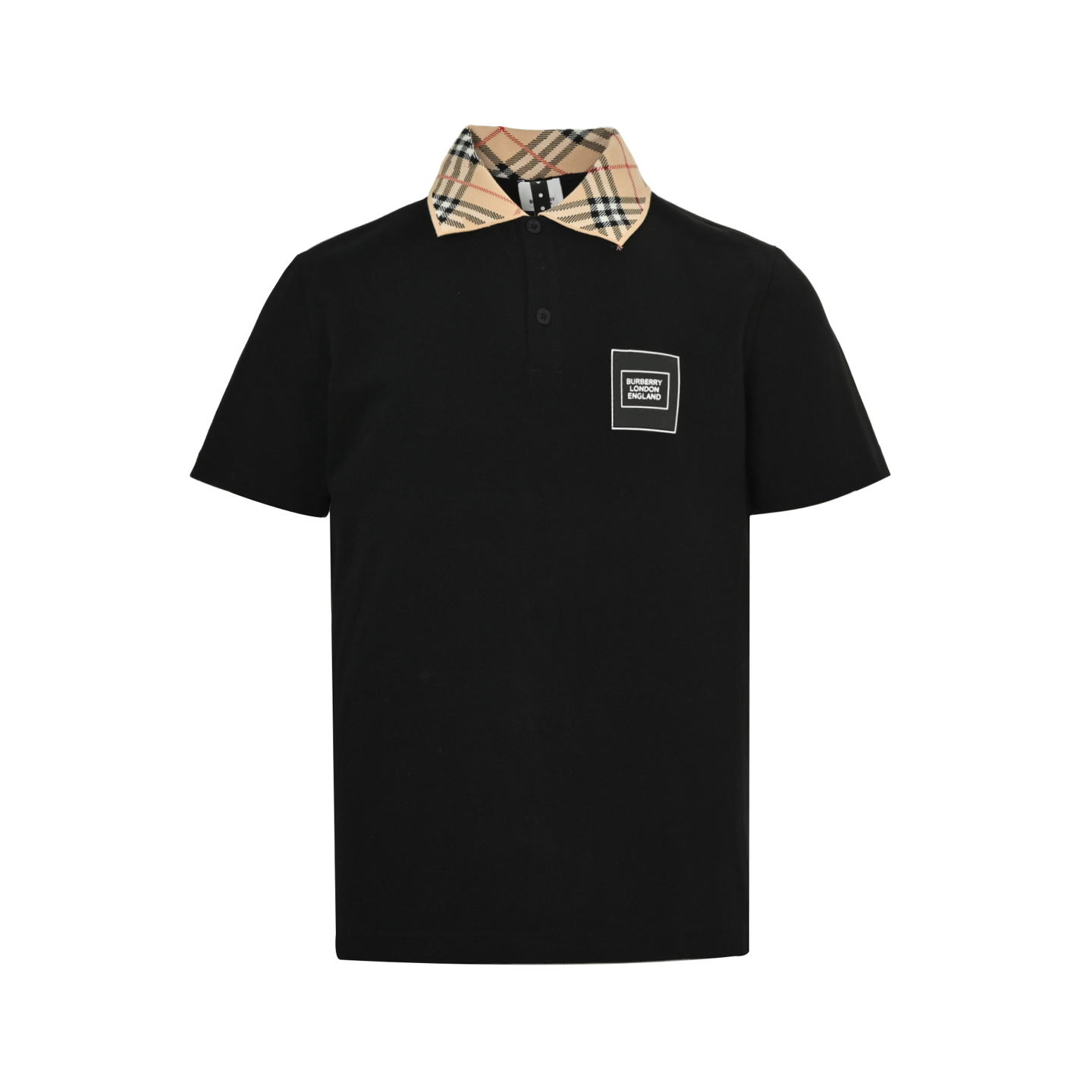 Burberry 25ss leather logo check collar Polo short sleeve