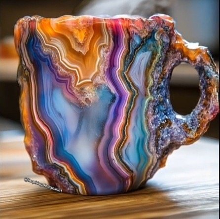 Mineral crystal coffee cup, creative design mug, luxurious decorative handicraft resin water cup.