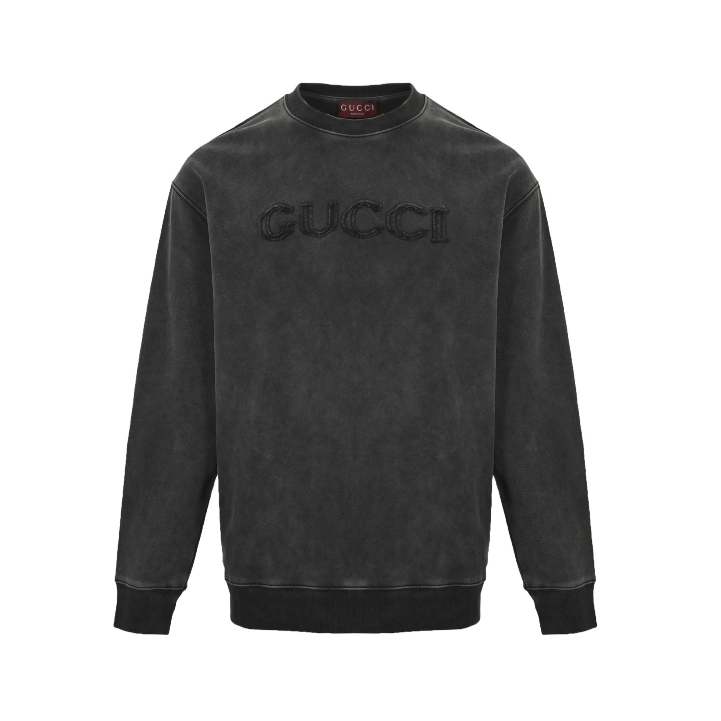 Gucci 25Fw distressed lettering appliqué crewneck sweatshirt