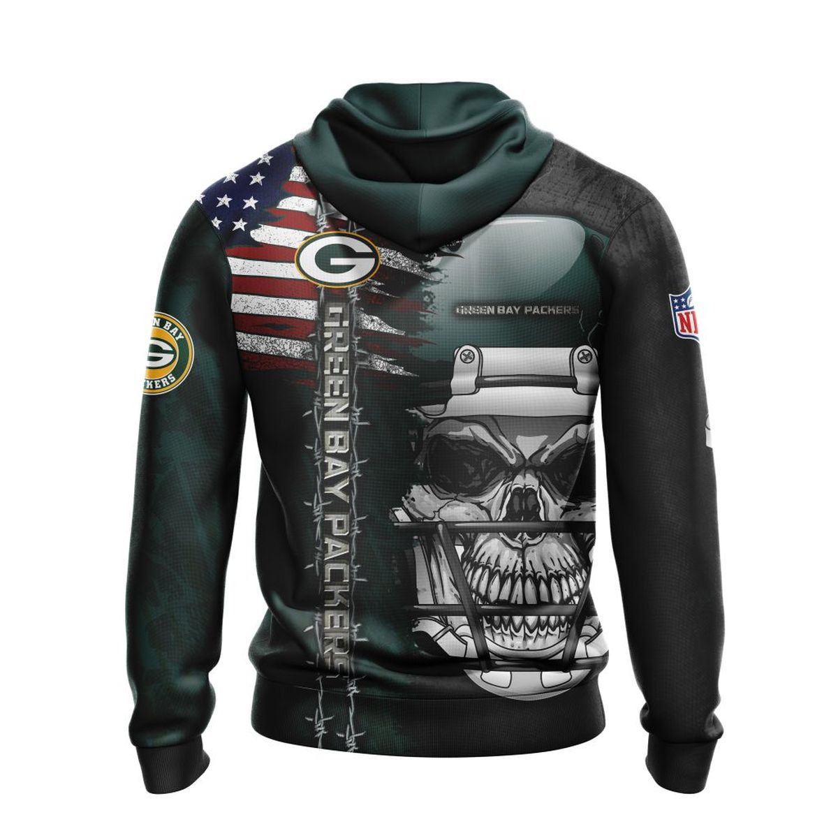 GREEN BAY PACKERS 3D HOODIE SKULL0803