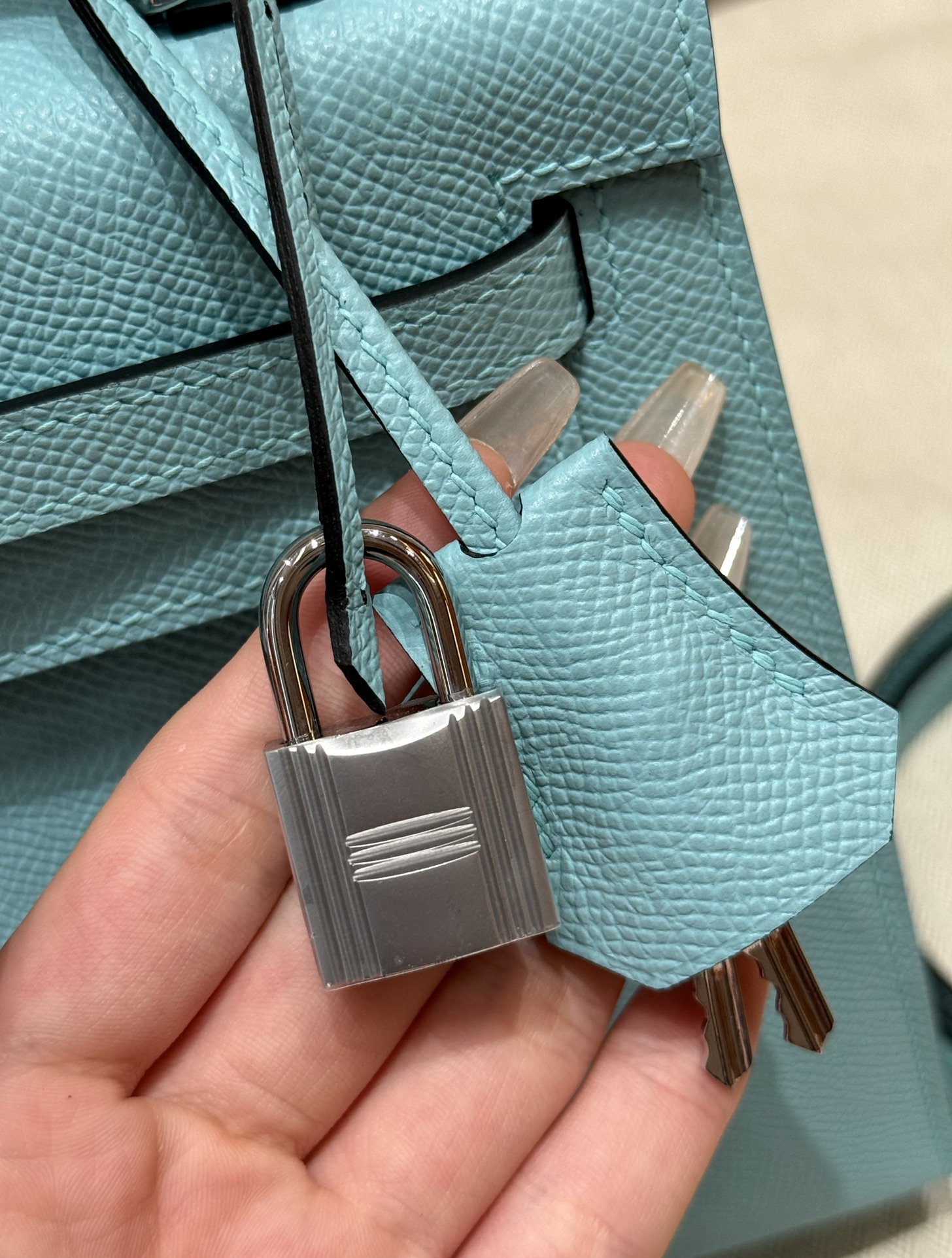 Hermes Kelly 3P Blue atoll handbag (handmade to order)