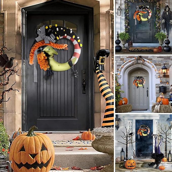 🎃🎃Scary witch and moon maple leaf wreath - Halloween decoration👻👻