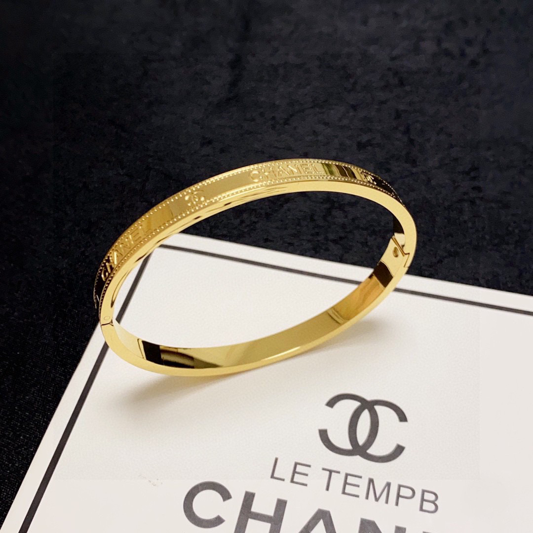 Chanel Engraved Double C Bracelet