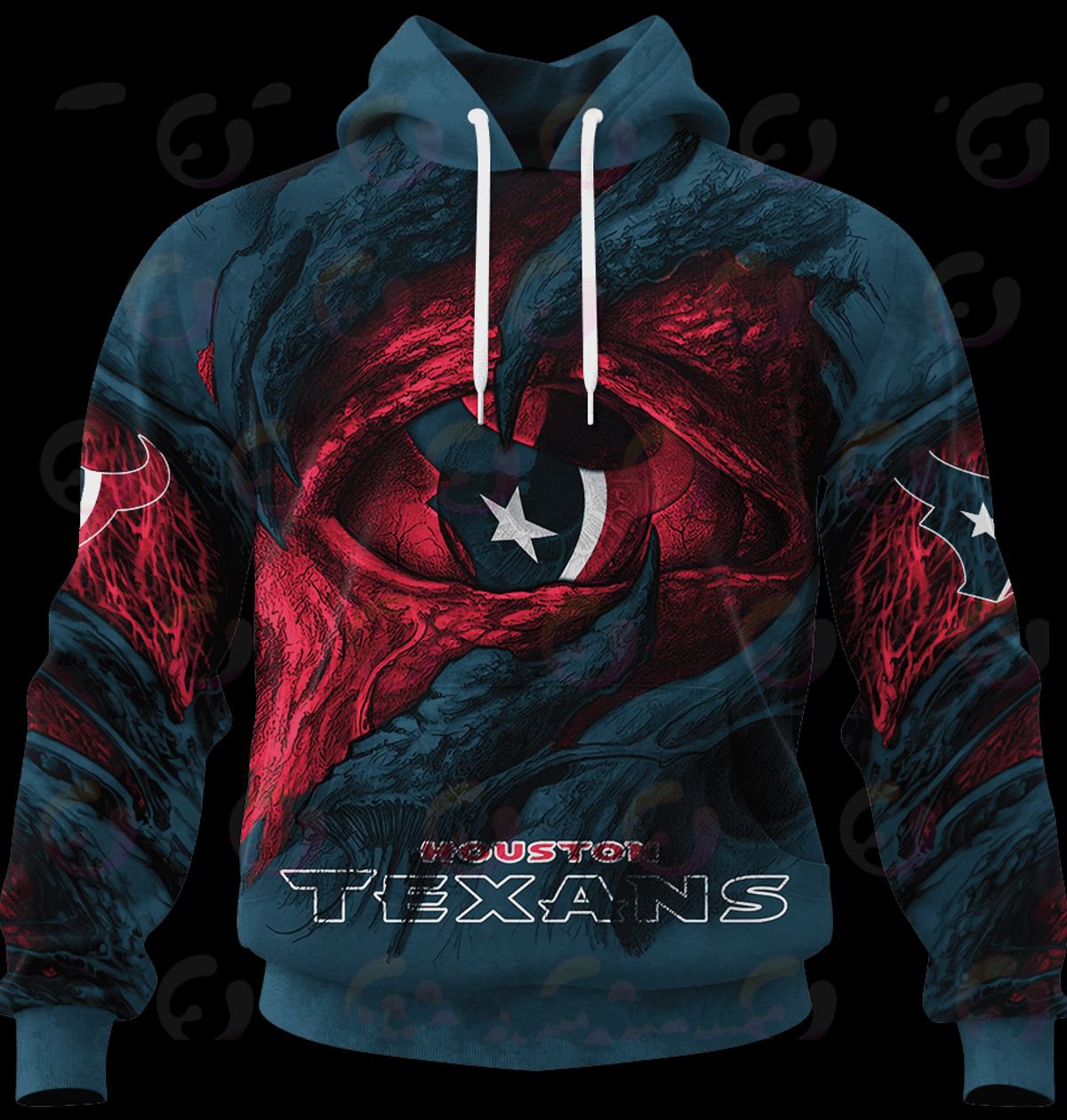 HOUSTON TEXANS 3D HOODIE COMMANDERS DEMON EYES