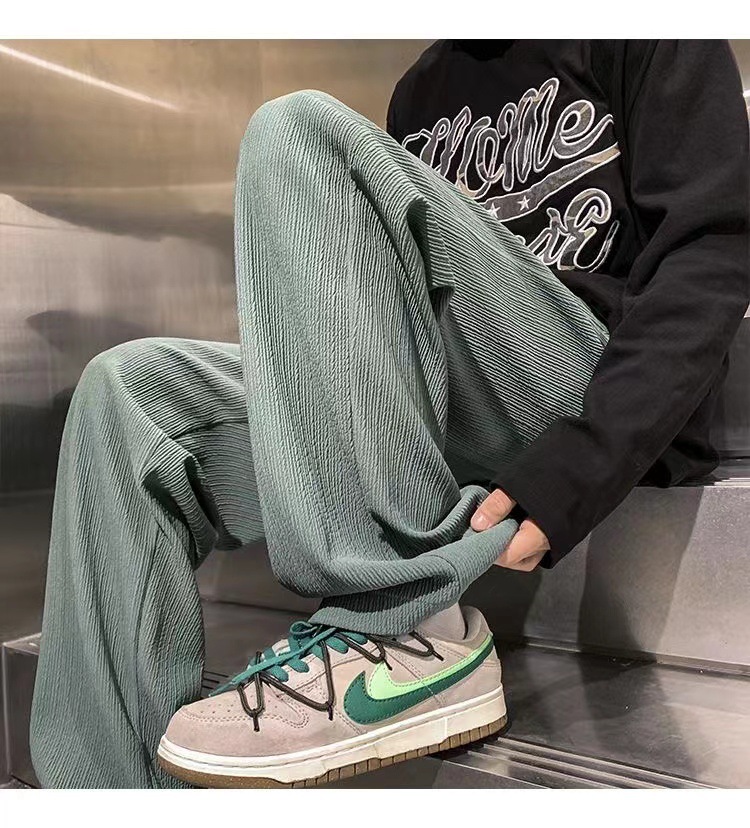 Loose-fitting ice silk pants Vertical sense large size Wide legs straight barrel